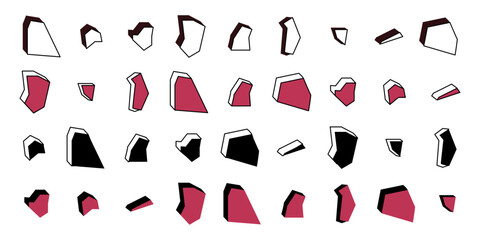 Various stones in different styles. Clipart for designers