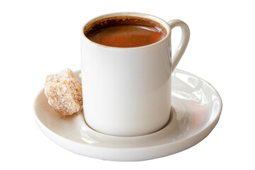 Turkish coffee. Traditional Mediterranean cuisine delicacies. Turkish coffee isolated on white background. close up