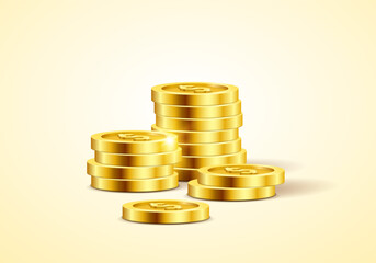 Gold coins. Money isolated on a light background. Vector illustration.