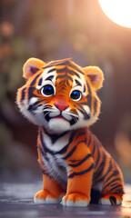  happy cute tiger. generative AI