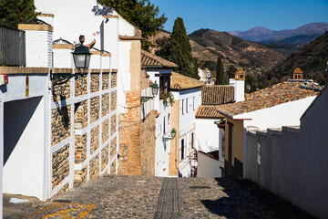the picturesque Albaicin district in Granada on a sunny summer afternoon. Andalusia  Spain.