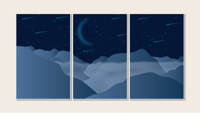 Fototapeta na wymiar vector night landscape framed background