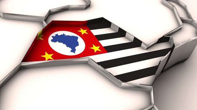 O mapa do estado de S&atilde;o Paulo - Ilustra&ccedil;&atilde;o 3D