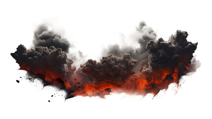 Fototapeta Explosion border with dark smoke and red lava. Generative AI obraz