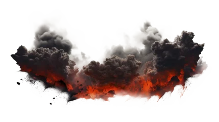  Explosion border with dark smoke and red lava. Generative AI © SRITE KHATUN