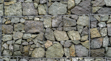 Stones covered with metal mesh.