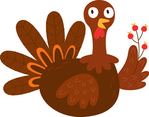 Turkey Holding Berries Branch