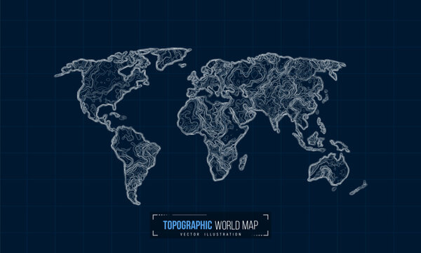 Topographic map. Geographic contour world map. Vector illustration.