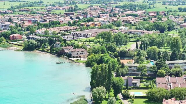 Beach side manor residences at Lido Beach Galeazzi Italy aerial 