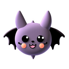 PNG 3d rendering of cute bat halloween