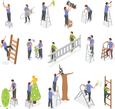 People Using Ladder Icons