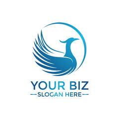 Circle phoenix logo concept in blue color as representation of trust suitable for various business