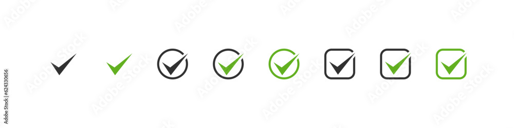Wall mural check mark. green and black check mark. check mark vector icon. vector illustration