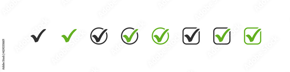 Poster check mark. green and black check mark. check mark vector icon. checkmarks icons. vector illustratio
