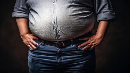 overweight man belly fat - obrazy, fototapety, plakaty