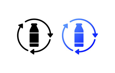 Plastic recycling. Flat, color, bottle recycling, save nature by recycling. Vector icons