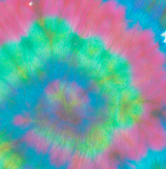 Rainbow Spiral Tie Dye Texture.  Dyed Circular