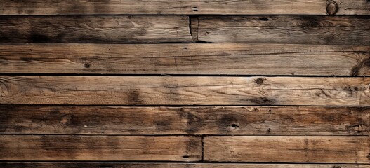 Fototapeta premium Old wooden flooring texture background. Worn and distressed 1800s style wooden floor. wooden planks with some knots.