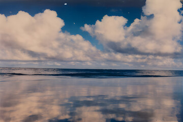 Fototapeta premium Clouds reflected in the sea. Generative AI.