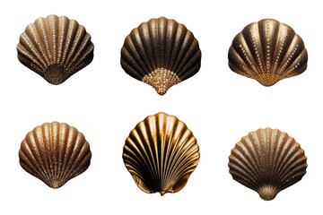 gold glitter pearl shiny seashells set, generative AI
