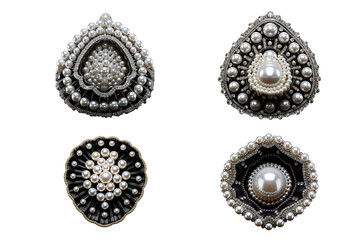 Black and gold pearls brooch designs, generative AI
