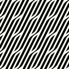 Vector seamless pattern. Contemporary stylish texture. Geometric diagonal striped ornament. Monochrome bold waves.