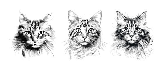 Cat hand drawn illustration set
