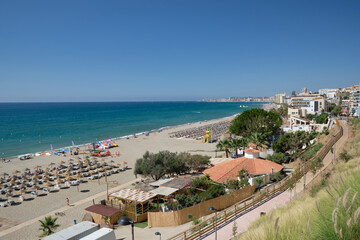 Fototapeta premium Playa de Carvajal en Benalmádena Costa, province de Málaga, España.