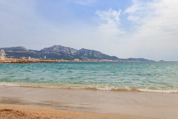 Scenic view of Prado beach in Marseille, France