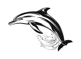 Hand drawn dolphin outline vector
