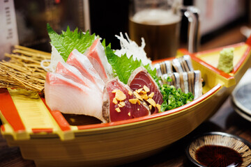 Japanese bar, izakaya, and traditional sashimi.