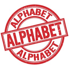 ALPHABET written word on red stamp sign