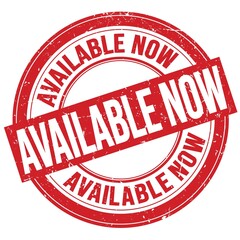 AVAILABLE NOW text written on red round stamp sign