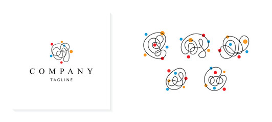 Abstract tech logo with monoline and vibrant color