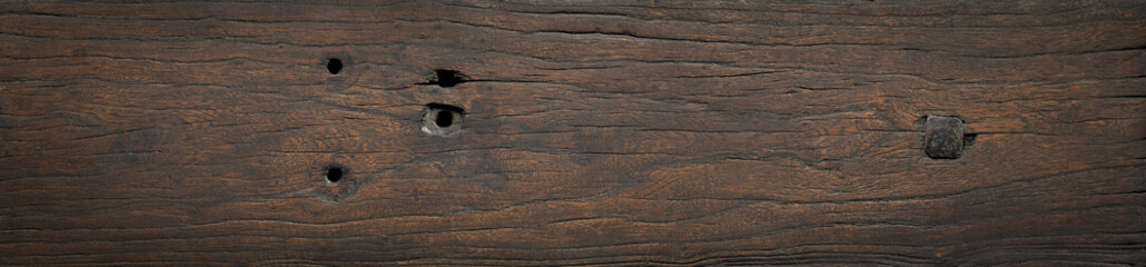Old plank table top. Black old wooden planks desktop background. old wood background.