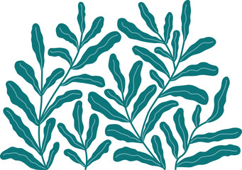 Fototapeta premium Hand drawn modern green blue floral art. Vector botanic illustration in trendy Matisse style