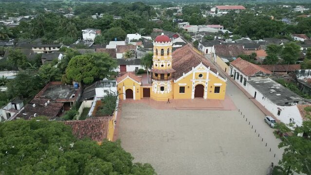 Santa Cruz de mompox santa barbara church colonial style aerial view of tourist destination in Bolivar department Colombia