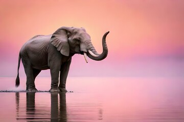 elephant in the water generating by AI technology