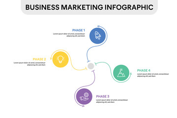Circle Spin Infographic with 4 options, parts, steps, timelines or processes. Vector Illustration.