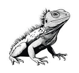 Obraz premium Vintage illustration of lizard in hand drawn style