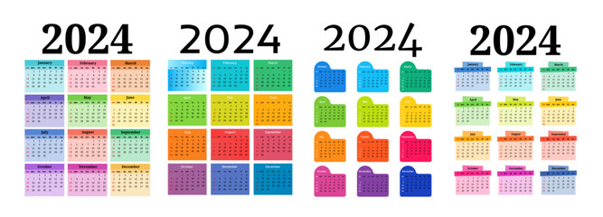 Calendar for 2024 isolated on a white background