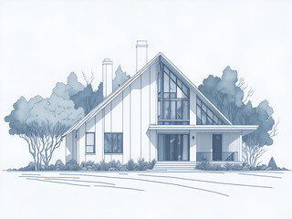 Ecofriendly house. AI generated illustration