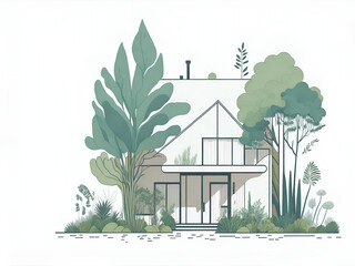 Ecofriendly house. AI generated illustration