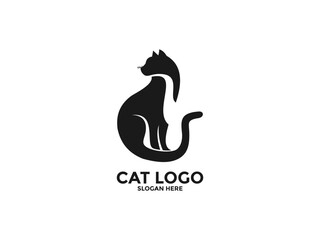 Cat logo design vector, cat silhouette logo vector template