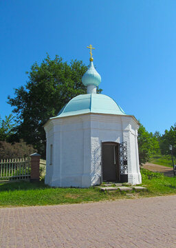Old Church (Annunciation Chapel) on Valaam Island, Karelia, Russia. Summer day view of beautiful orthodox Russian architecture.