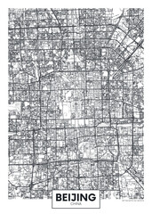 City map Beijing, urban planning travel vector poster design