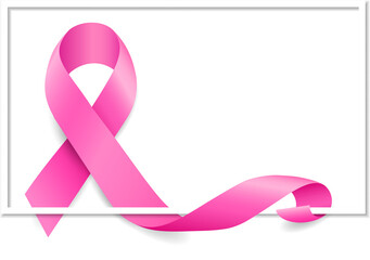 Pink ribbon symbol with white frame. Breast Cancer Awareness Month Campaign. Icon design. For poster, banner and t-shirt. Illustration.