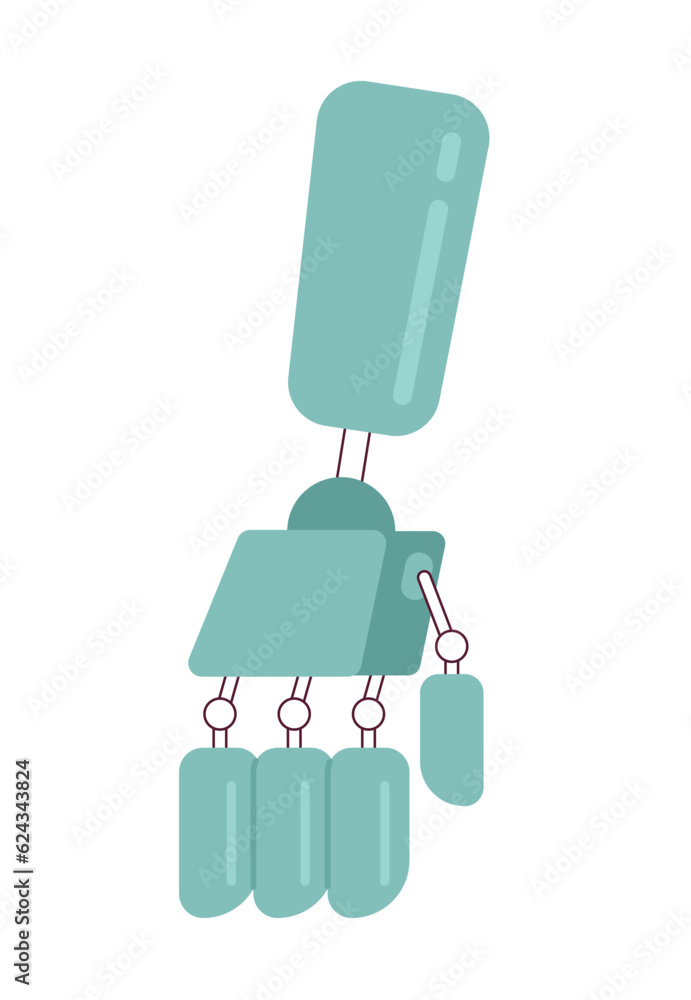 Poster artificial limb prosthesis semi flat colour vector object. mechanical prosthesis for amputated hand.