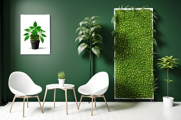 Refreshing Ambiance: High-Resolution Presentation of a green Wall with Lush Green Plant