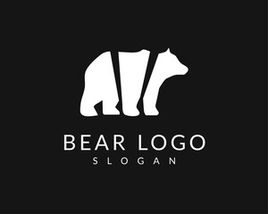 Black and White Minimal bear Logo vector illustration design for company